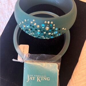 Jay King Teal Crystal Lucite Bangle Set
